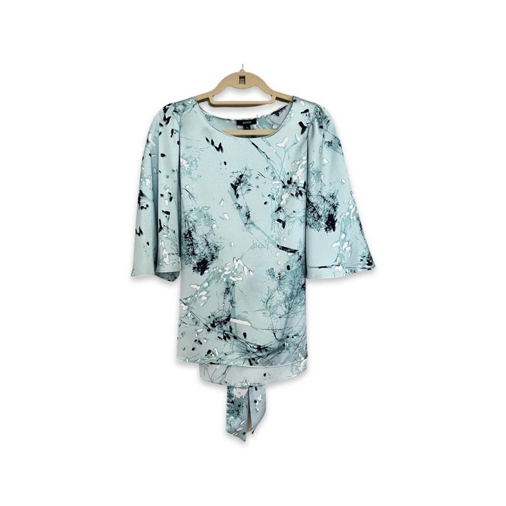 Alfani Flutter Short Sleeve Light Blue Blouse - Size M